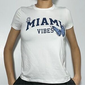 Blue and White Fitted Short Sleeve Tee